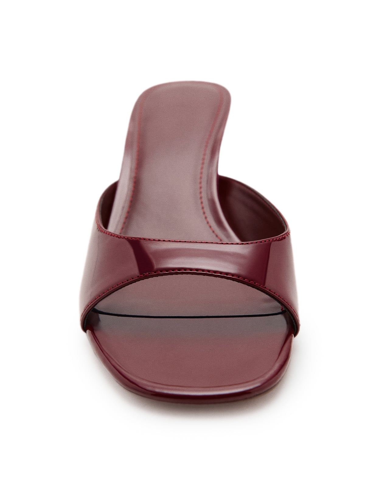 Patent Burgundy Square-Toe Classic Kitten Heels