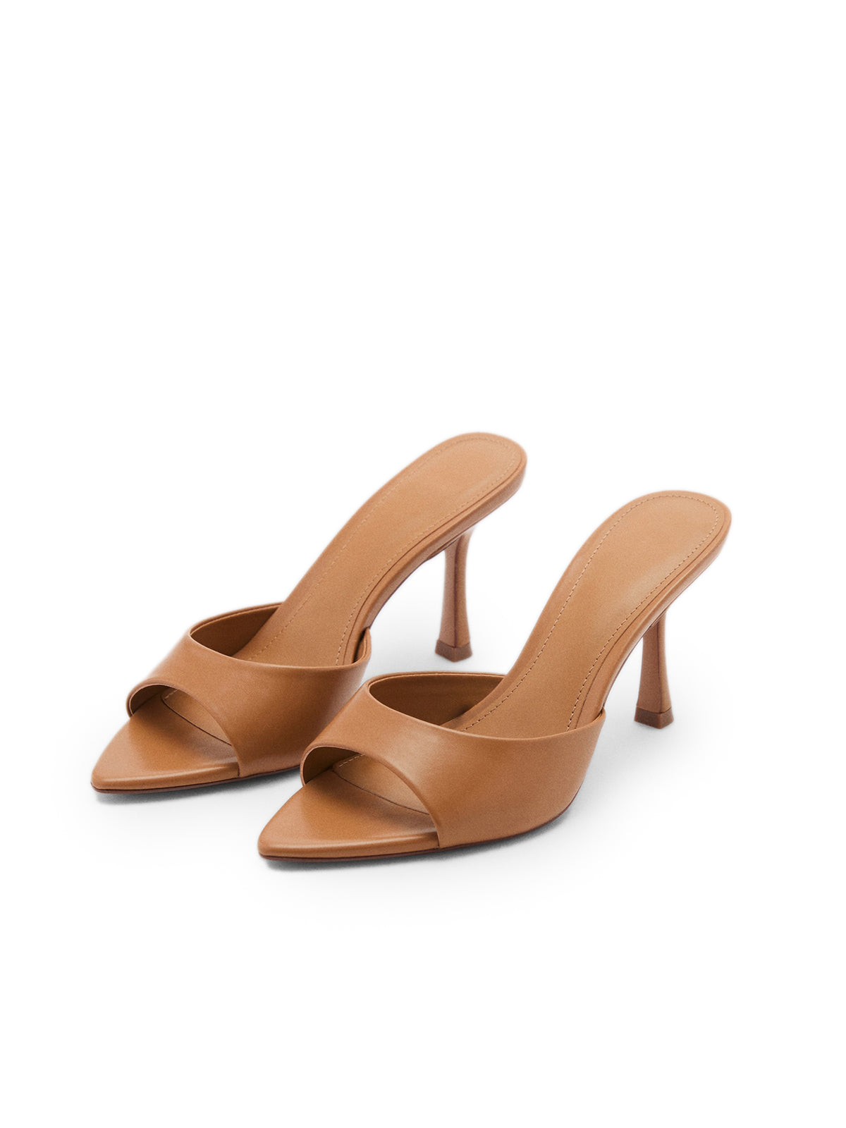 Tan Pointed-Toe Simple High Heels Sandals
