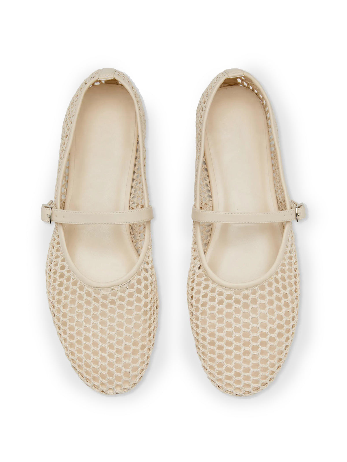 Beige Grass Woven Round-Toe Buckle Mary Jane Chic Flats