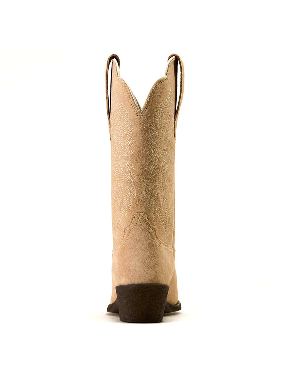Taupe Faux Suede Embroidery Almond-Toe Mid Calf Cowgirl Boots