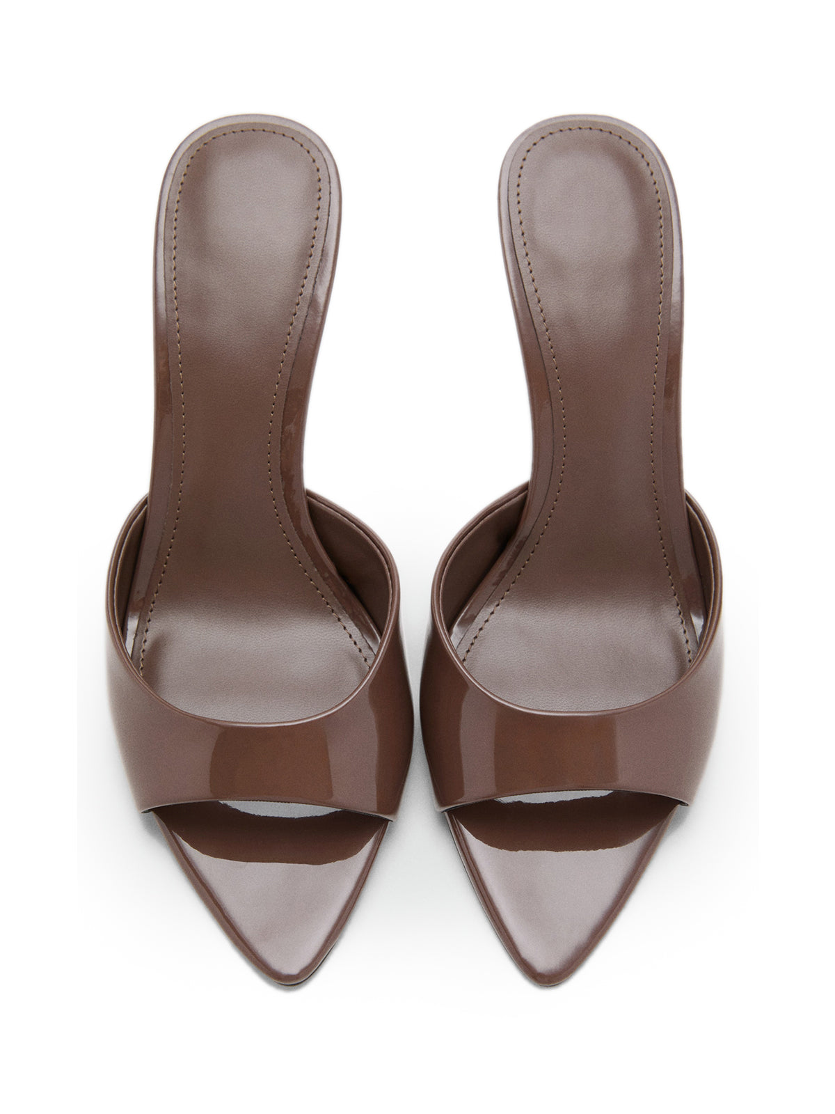 Patent Chocolate Pointed-Toe Simple High Heels Sandals