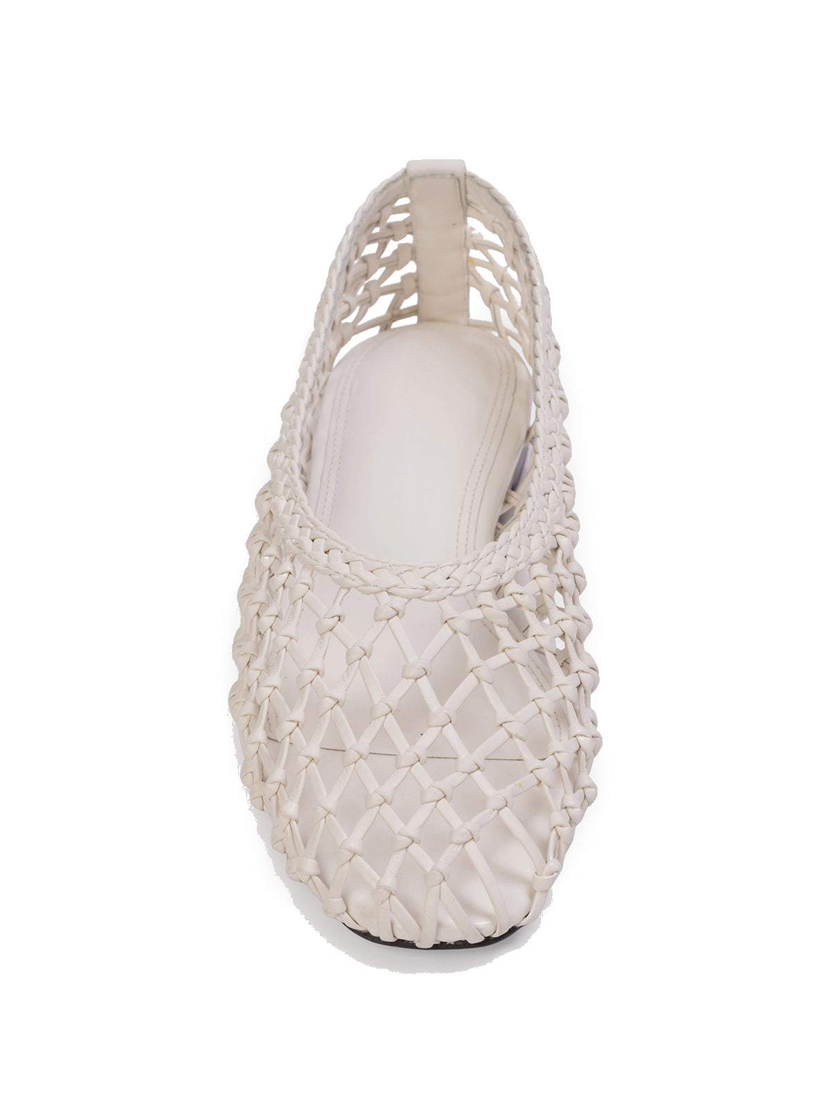 Ivory Woven Vegan Leather Square-Toe Simple Classic Flats