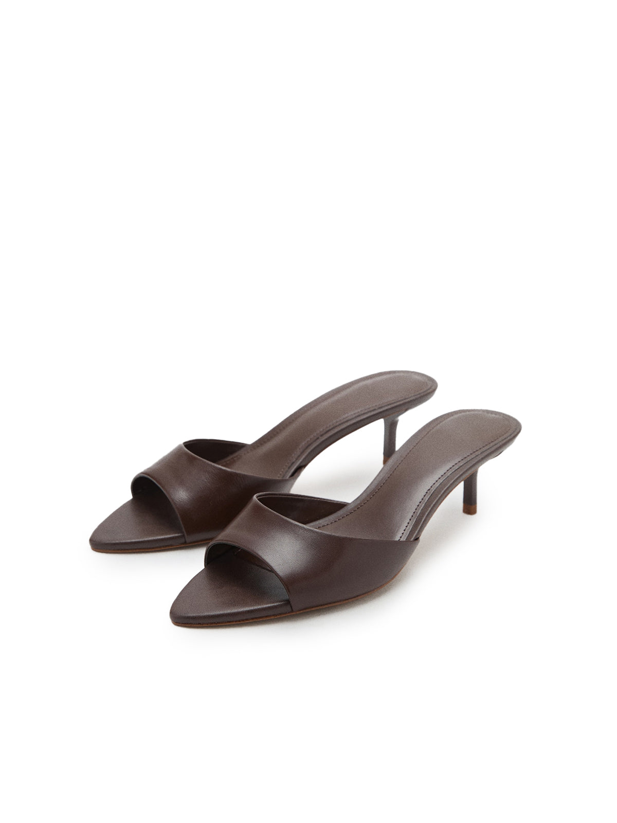 Burgundy Pointed-Toe Slip-On Simple Kitten Heels