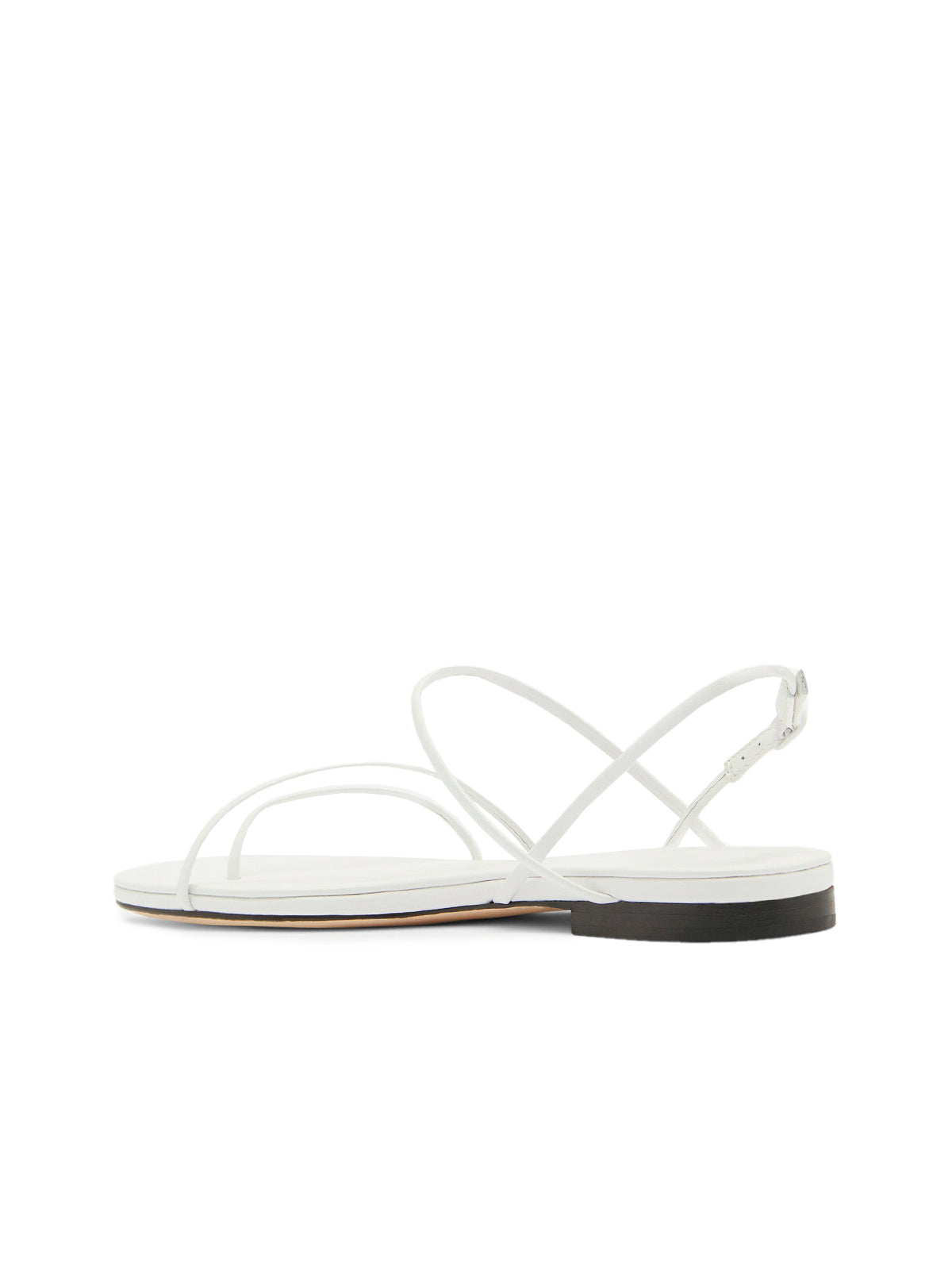White Round-Toe Classic Strappy Flat Sandals