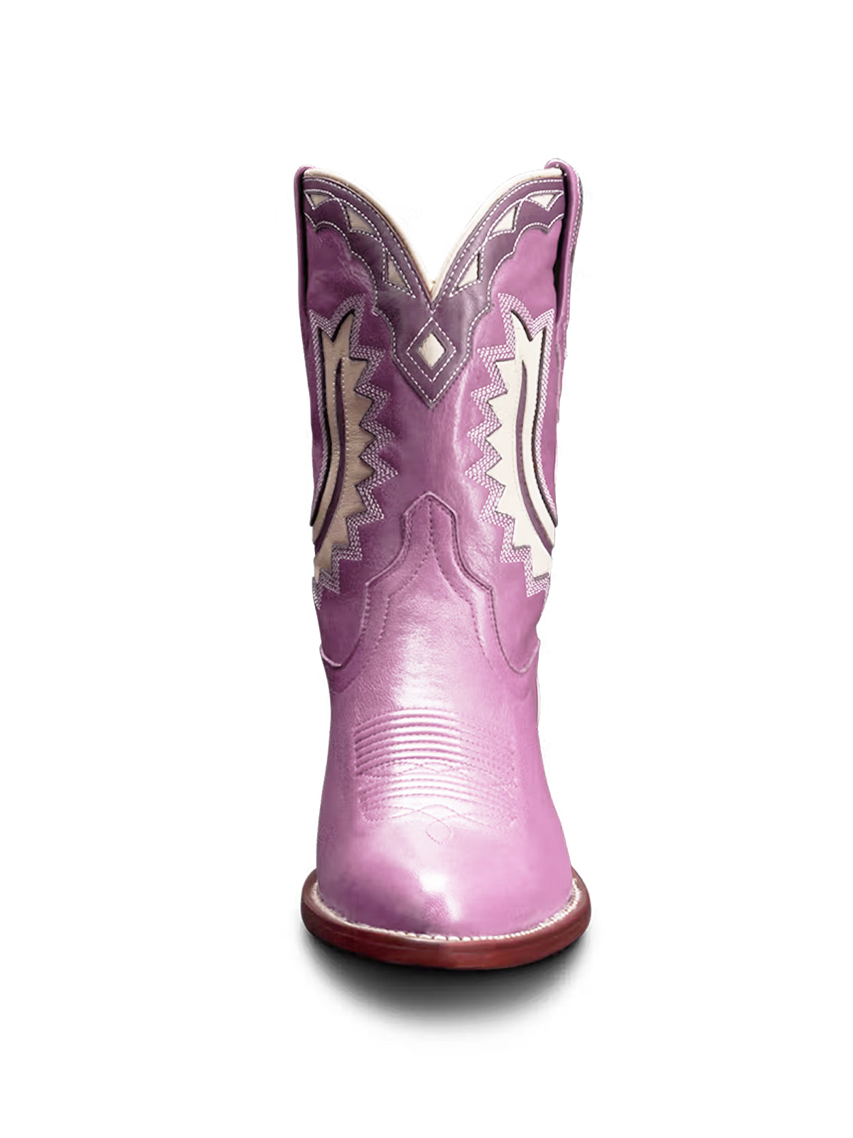 Purple Almond-Toe Horseshoe Inlay Cowgirl Ankle Boots