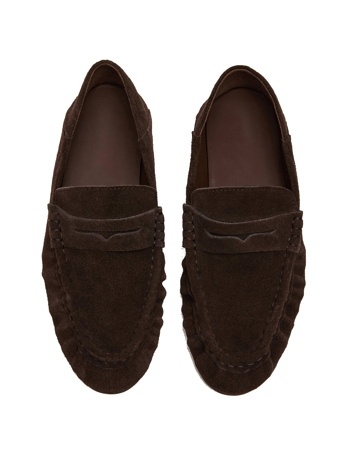 Coffee Faux Suede Round-Toe Stylish Slip-On Loafers Flats