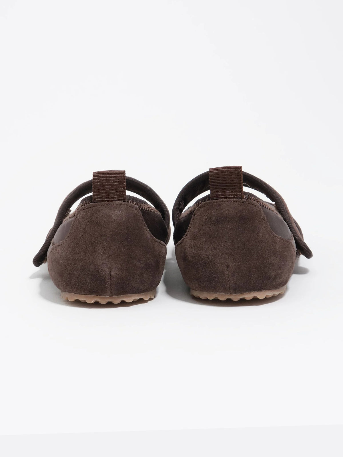 Chocolate Cow Suede And Satin Round-Toe Chic Mary Jane Strap Flats
