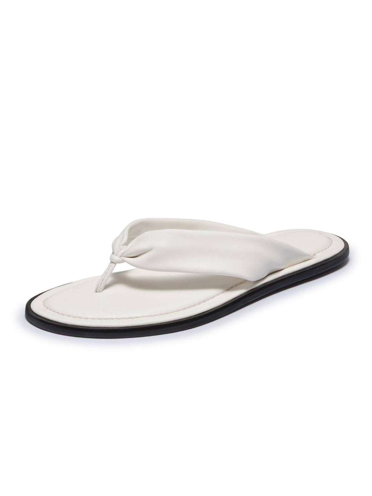 White Round-Toe Strap Flip-Flop Flats