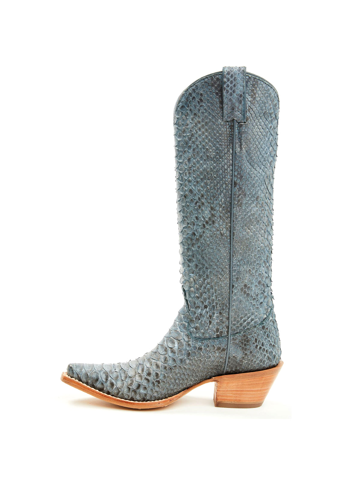 Turquoise Snakeskin Print Snip-Toe Sleek Wide Calf Knee High Cowgirl Boots