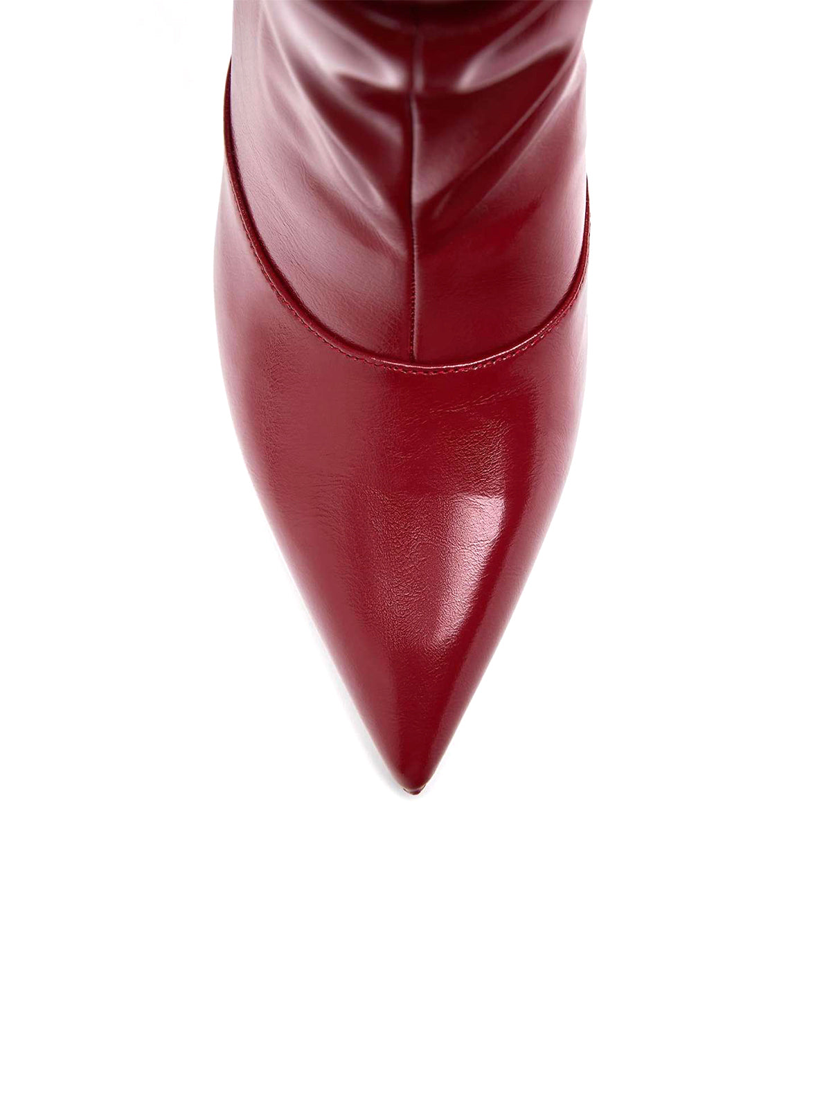 Red Pointed-Toe Slouchy Wide Calf Knee High Stiletto Boots