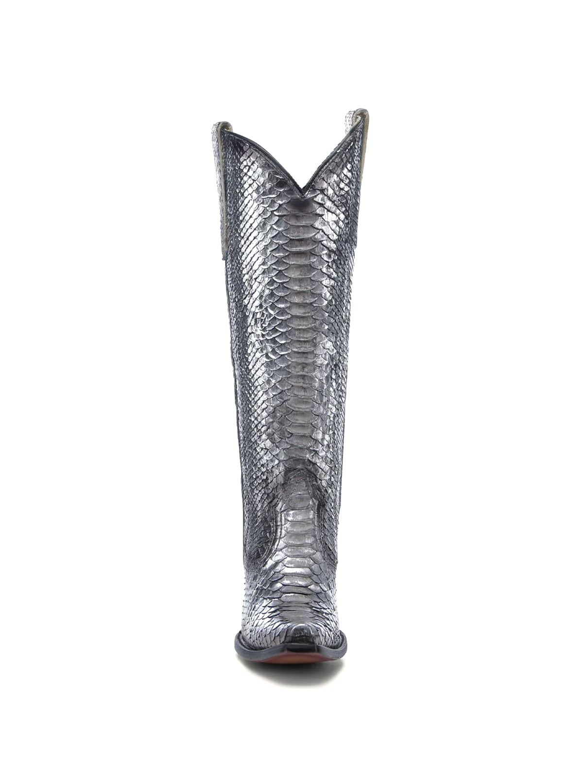 Metallic Snakeskin Pointed-Toe Half-Zip Simple Knee High Cowgirl Boots