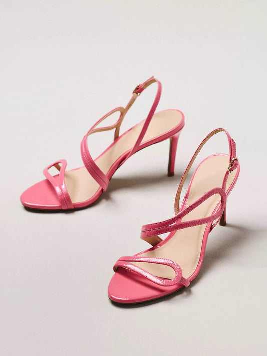 Patent Pink Peep Round-Toe Ankle Wrap High Heels