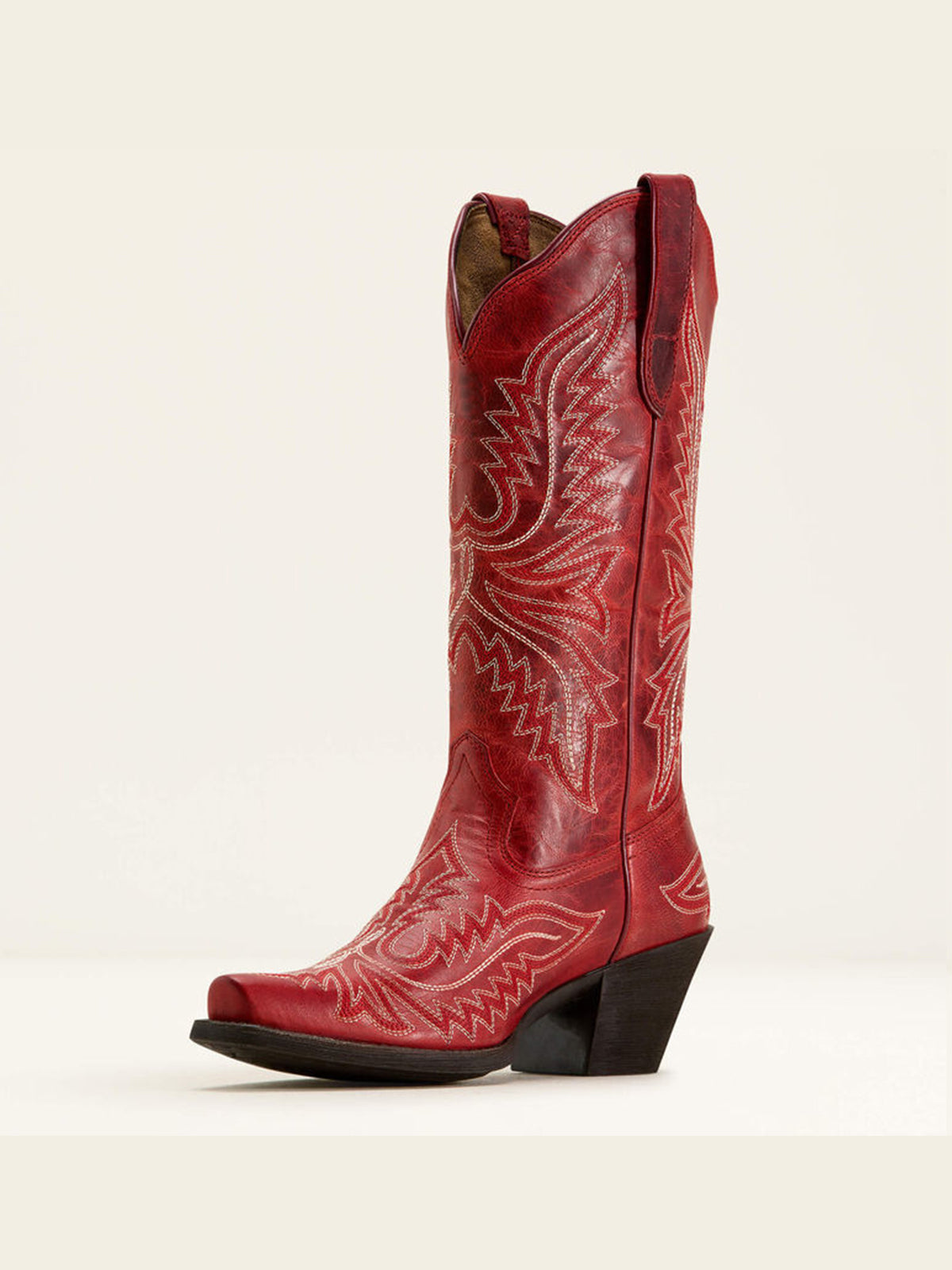 Dark Wheat Snip-Toe Western Embroidery Mid Calf Cowgirl Boots For Women
