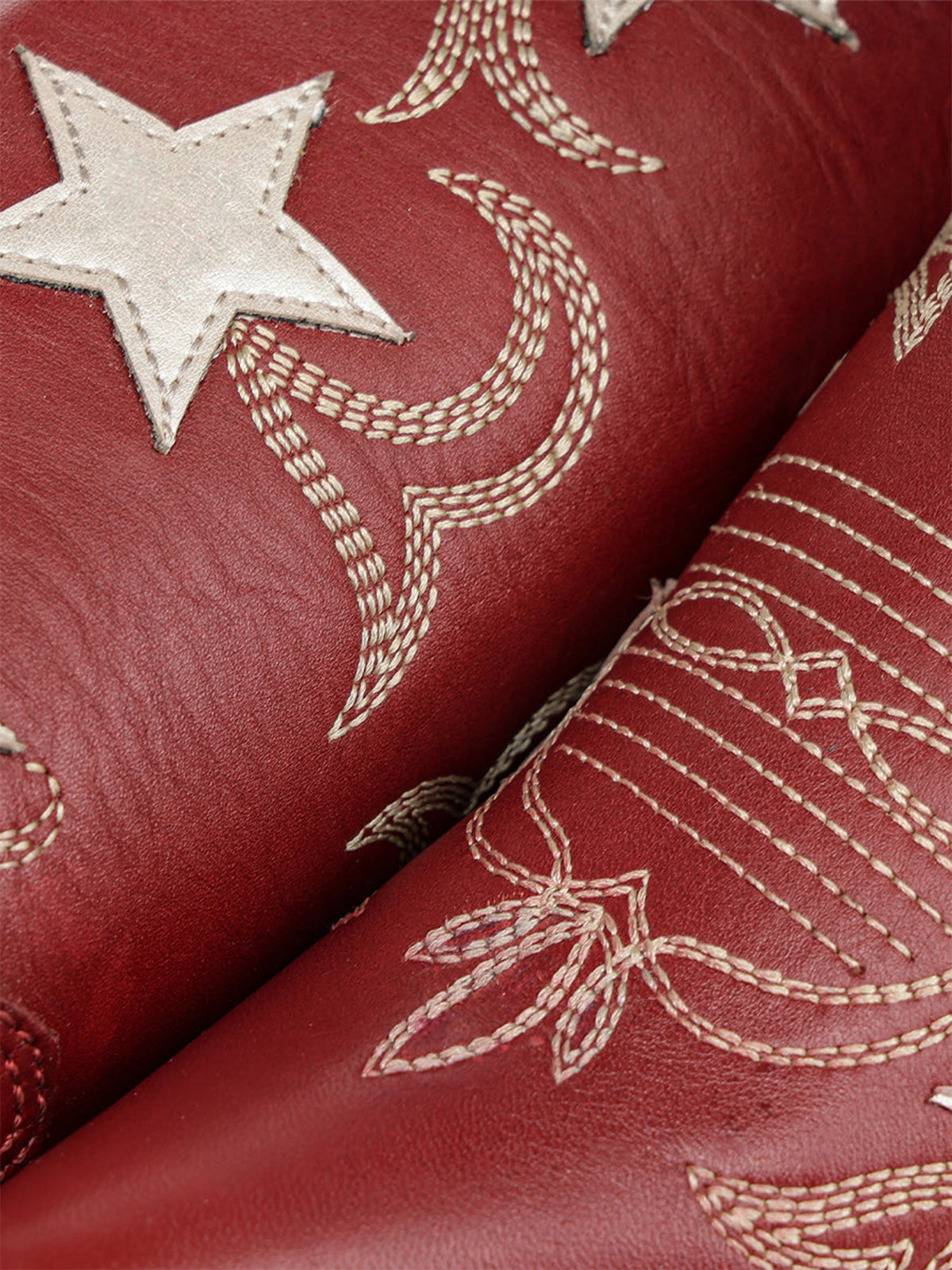 Red Snip-Toe Chic Star Inlay With Embroidery Wide Calf Knee High Cowgirl Boots