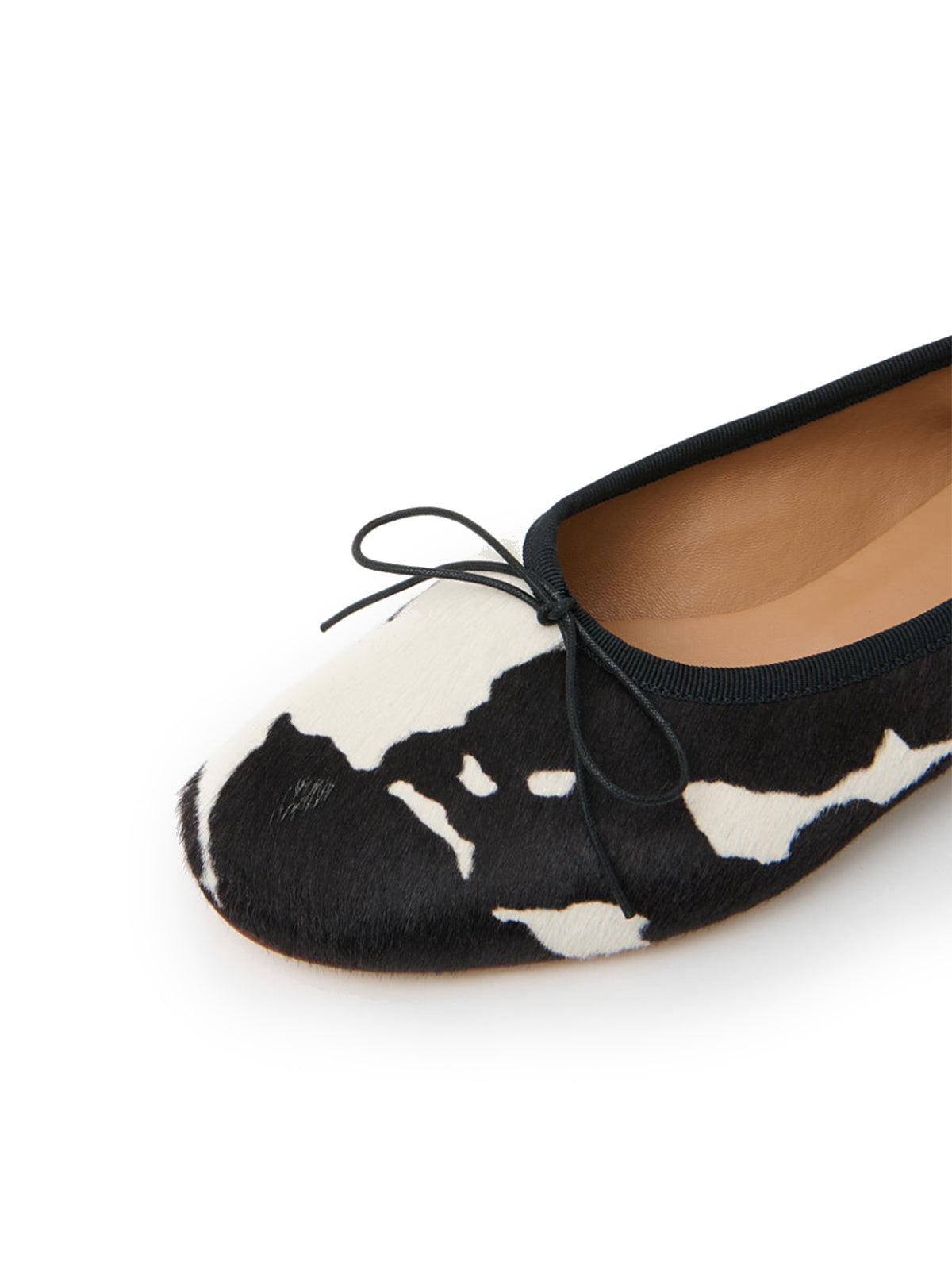 Cow Print Round-Toe Front Chic Bow Slip-On Ballet Flats