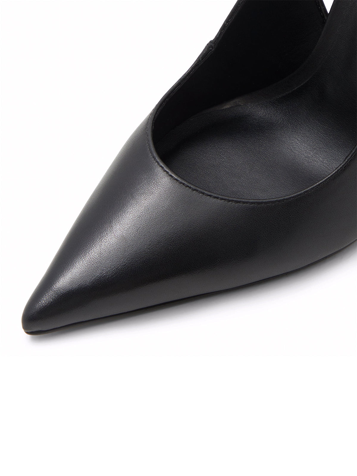 Black Pointed-Toe Classic Buckle Slingback High Heels