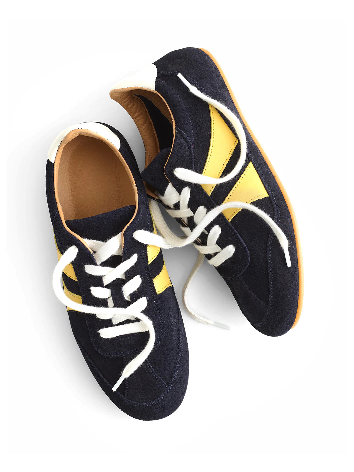 Black Cow Suede Round-Toe Classic Lace-Up Chic Sneakers