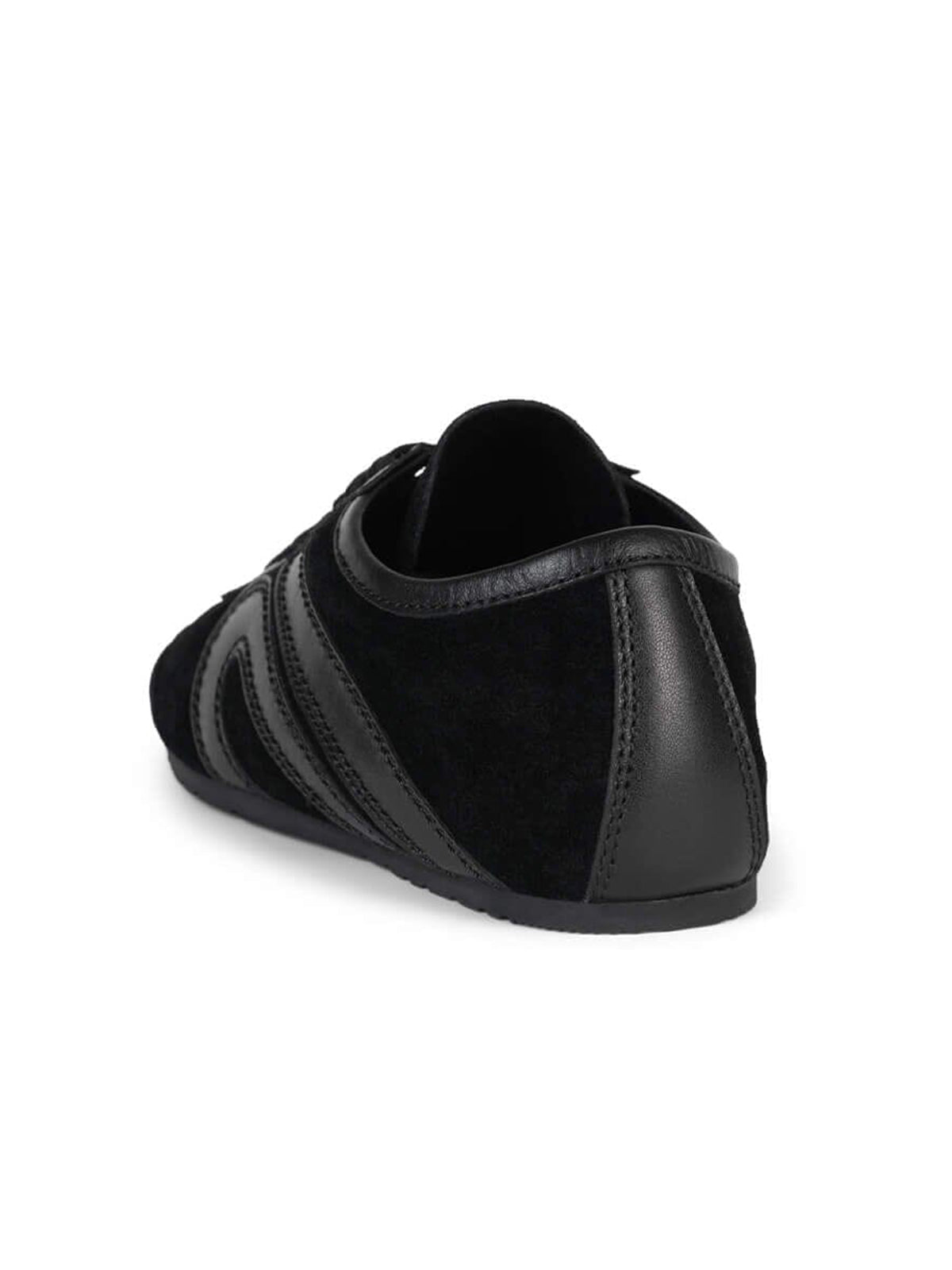 Black Faux Suede Round-Toe Lace-Up Classic Sneakers Flats