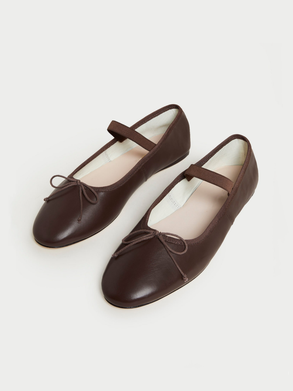 Chocolate Bow Ballet Flats Mary Janes With Elastic Band