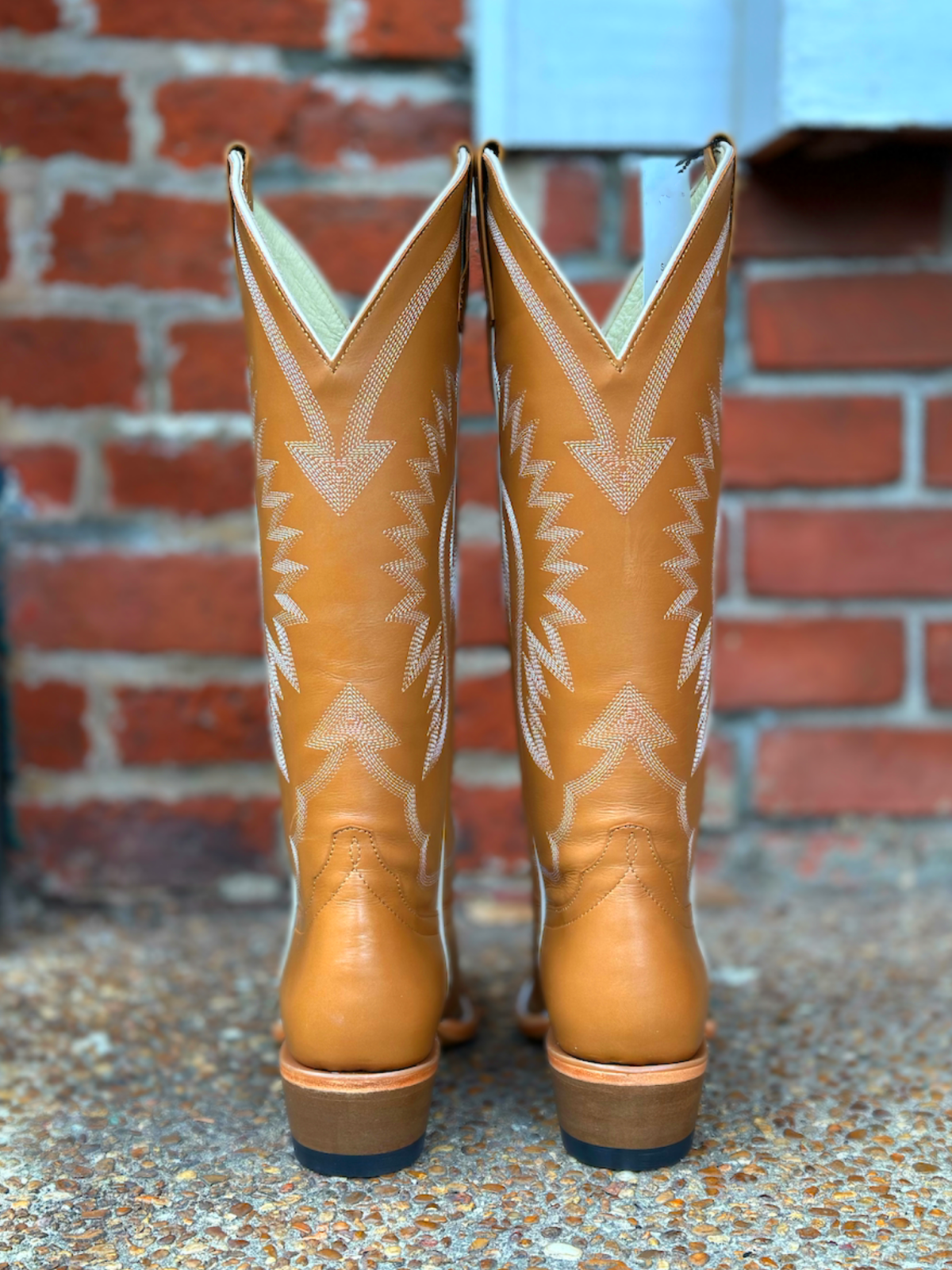 Camel Snip-Toe Embroidery Wide Mid Calf Tall Western Boots For Women