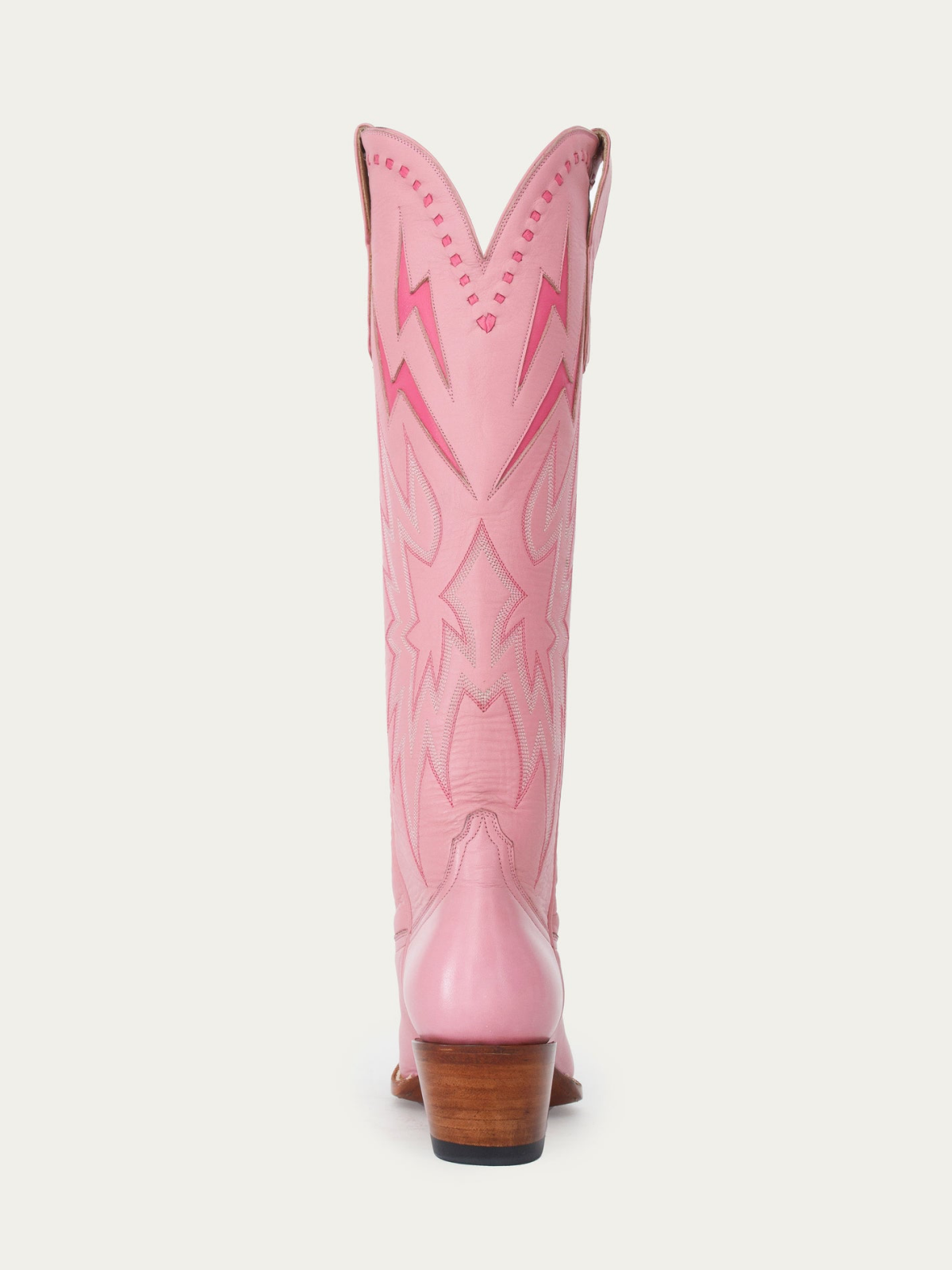 Fuchsia Lightning Inlay Stitch Embroidery Almond-Toe Wide Mid Calf Tall Cowgirl Boots - Pink