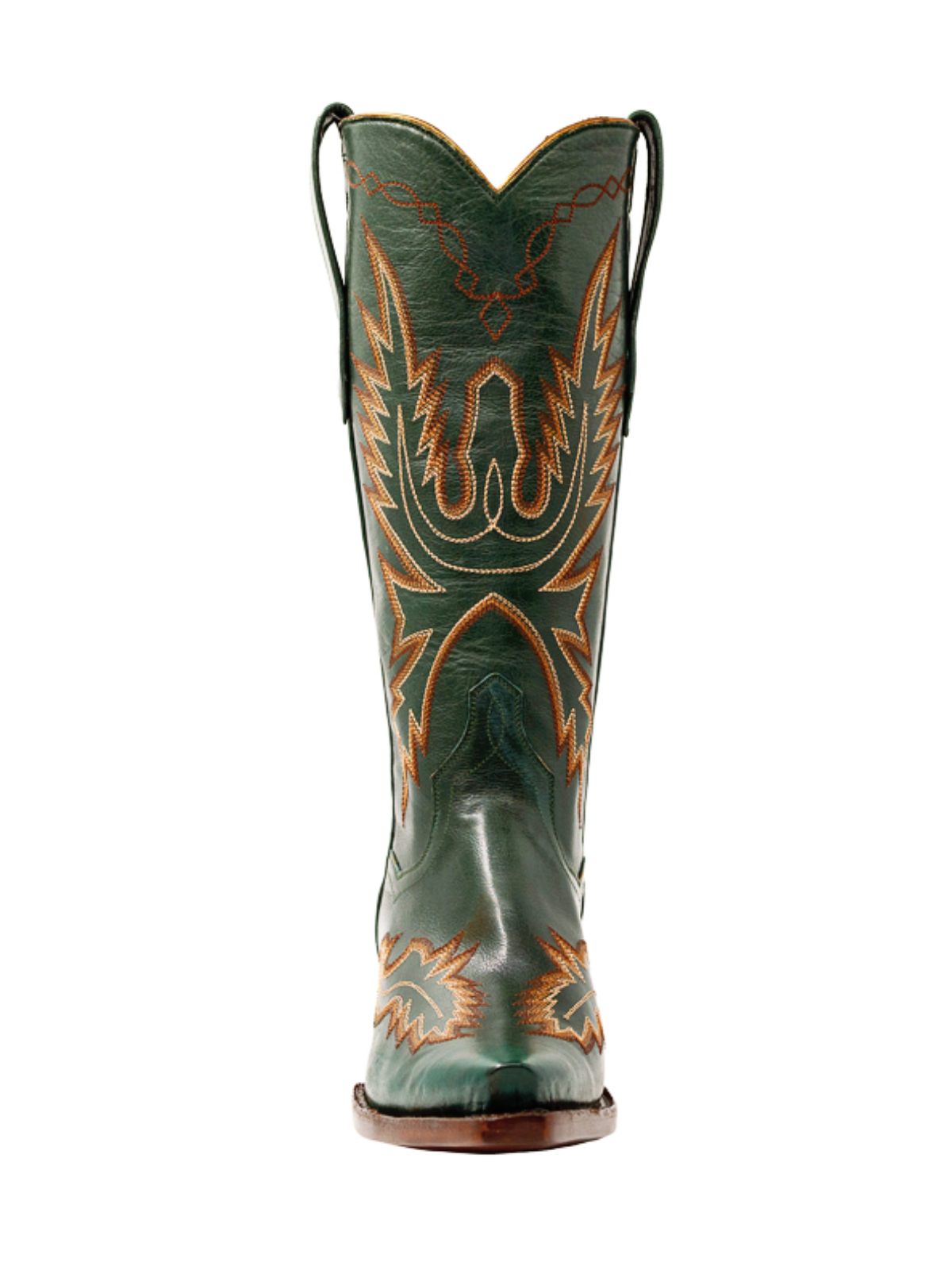 Snip-Toe Classic Embroidery Wide Mid Calf Tall Cowgirl Boots - Green