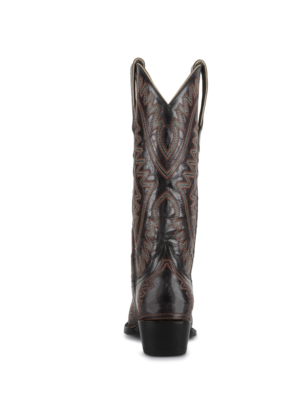 Black Snip-Toe Embroidery Wide Mid Calf Cowgirl Tall Boots