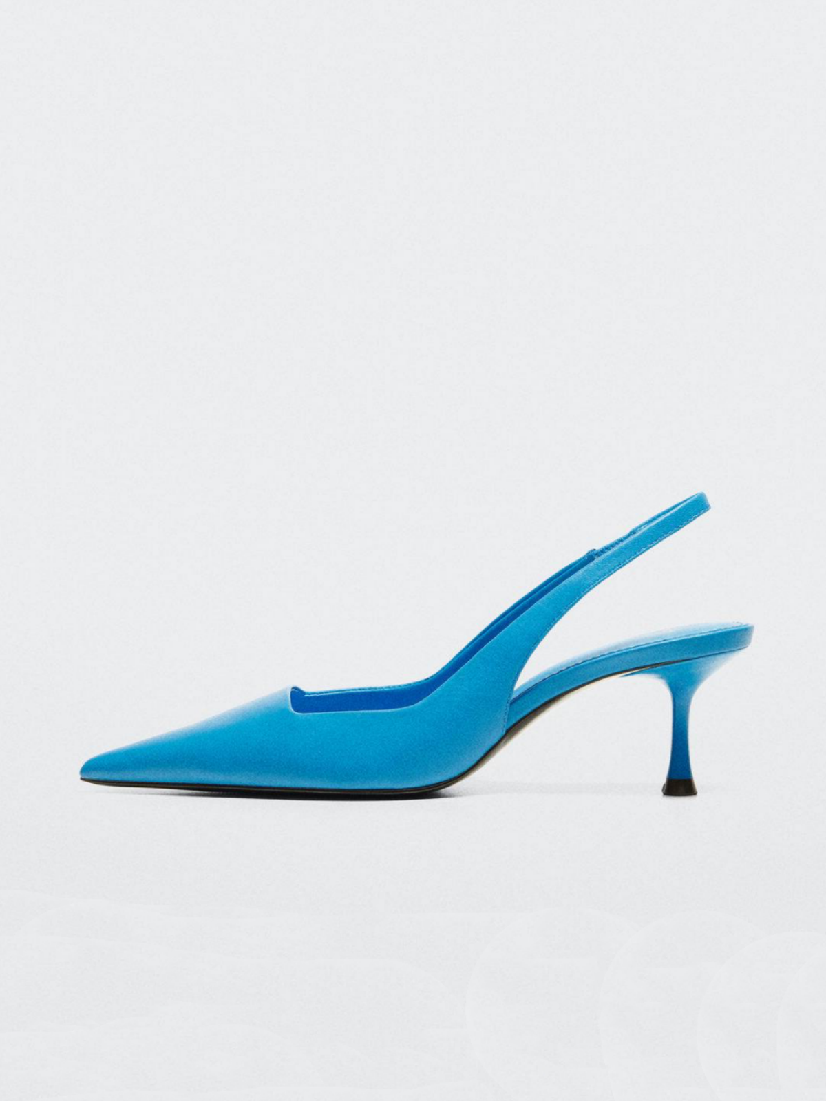 Women Pointed-Toe Kitten Heels Slingback Pumps In Blue