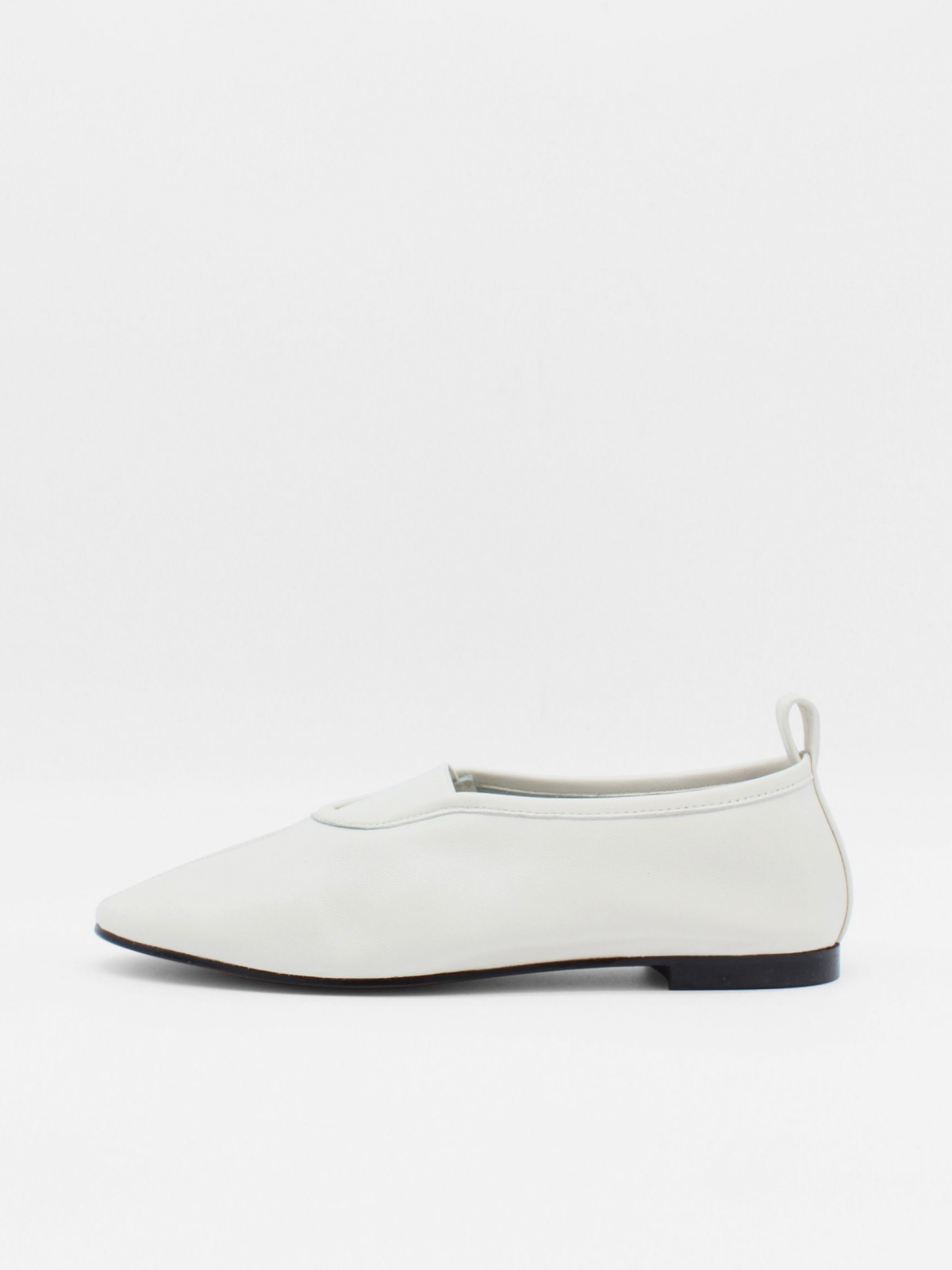 White Round-Toe Slip-On Flat Shoes For Women