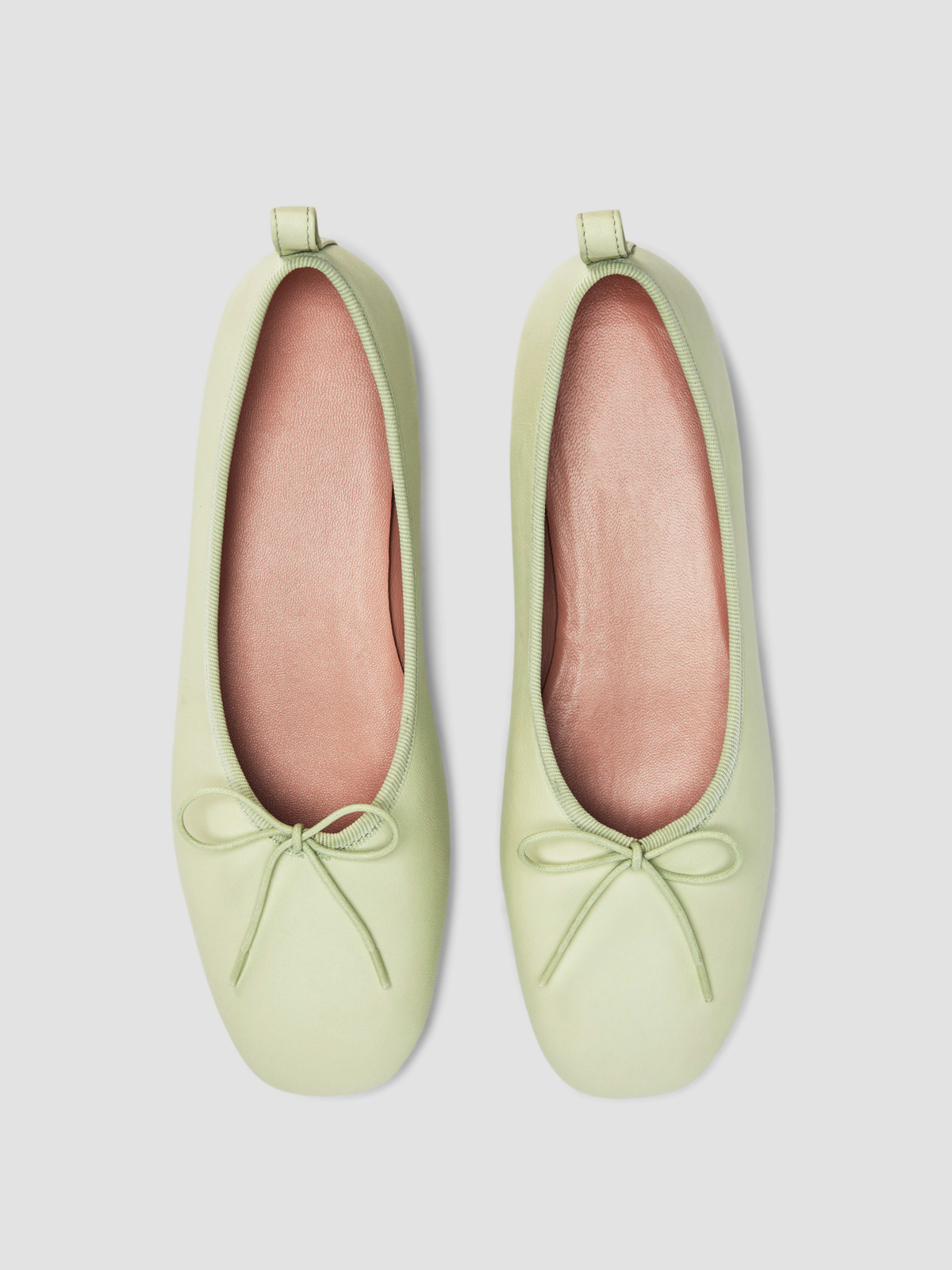 Women's Seafoam Green Vegan Leather Bow Ballet Flats With Square Toe