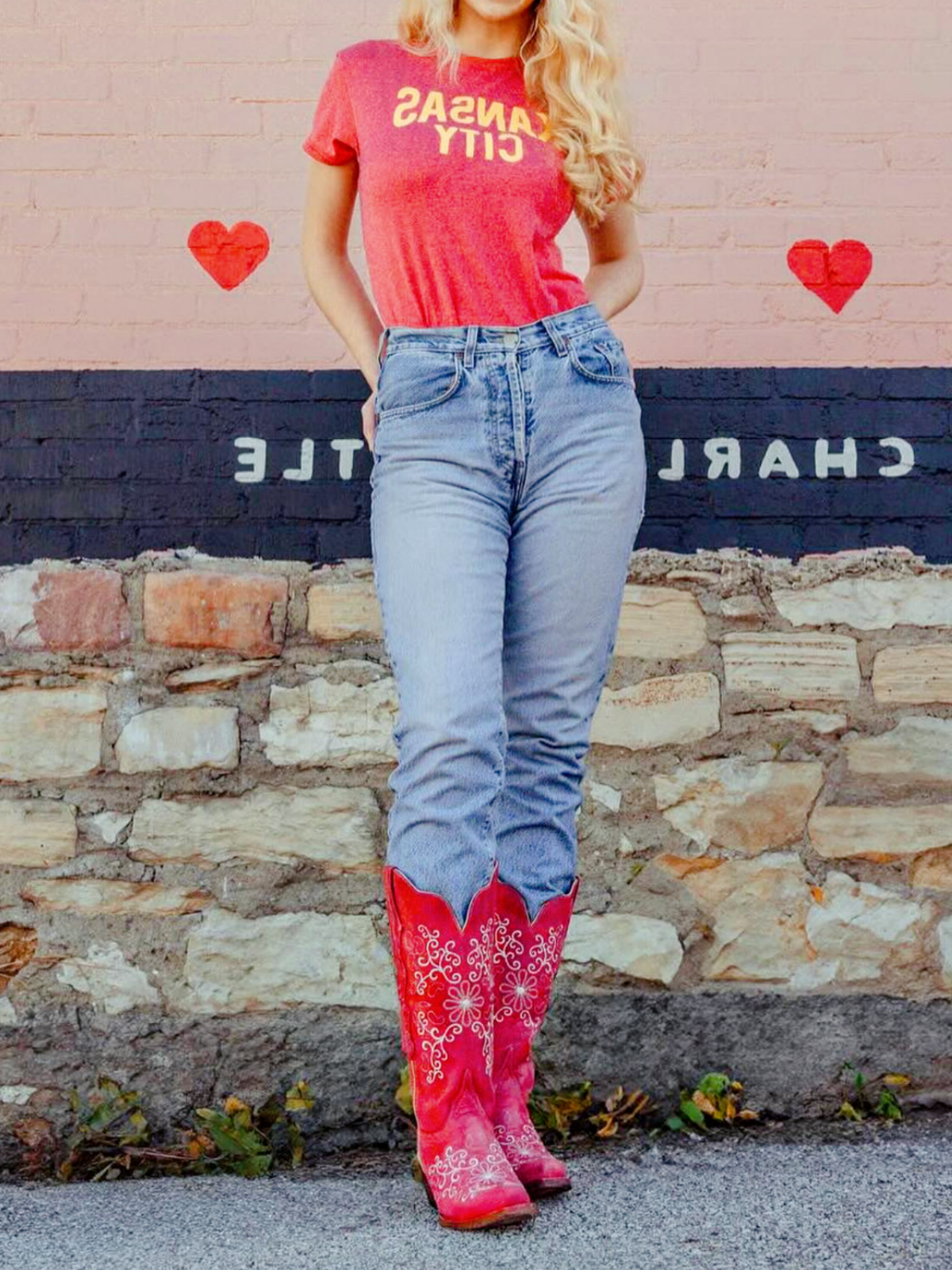 Red Filigree Floral Embroidery Snip-Toe Wide Mid Calf Western Boots Cowgirl Tall Boots