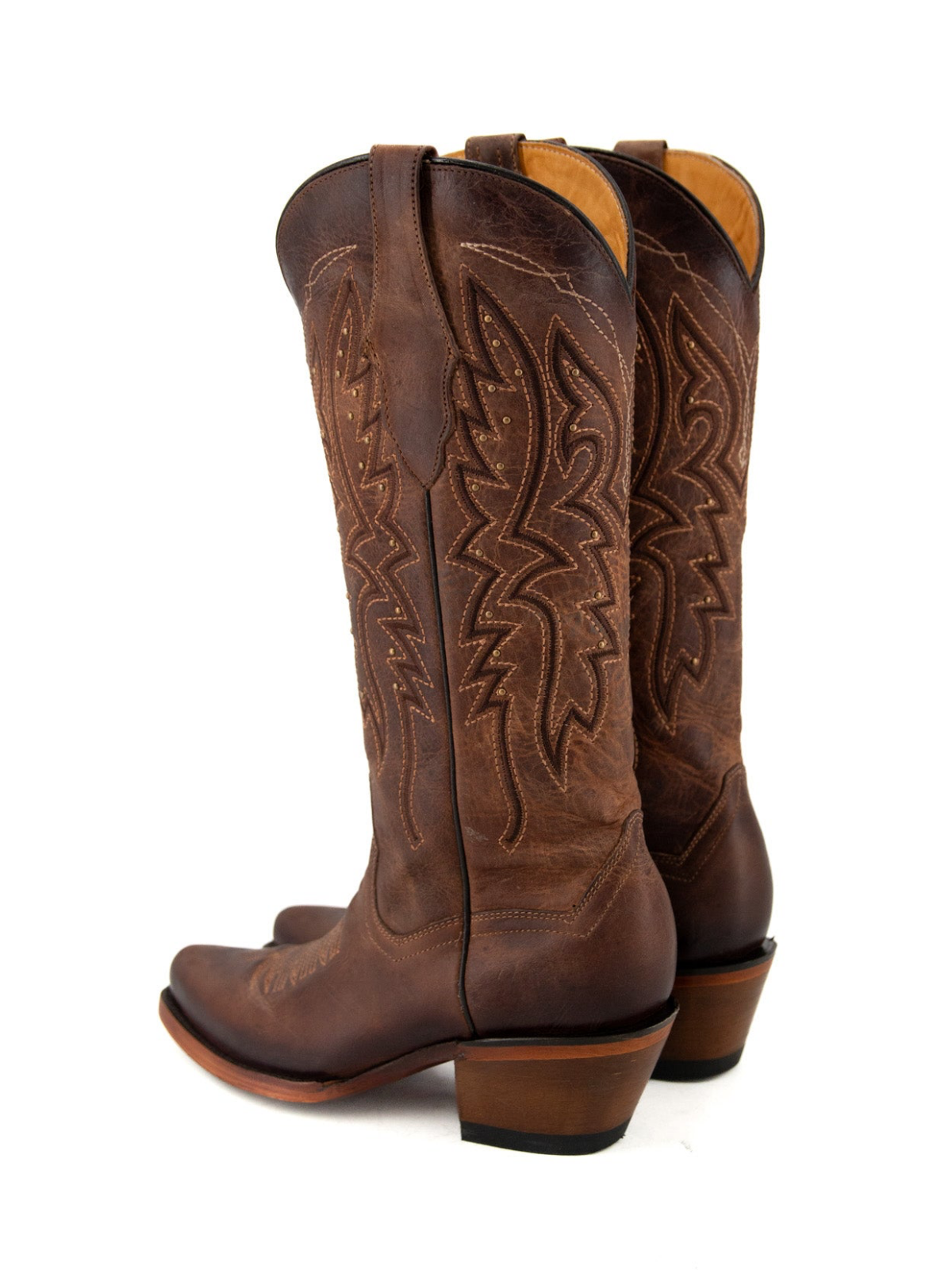 Brandy Studded Embroidery Snip-Toe Wide Mid Calf Cowgirl Boots