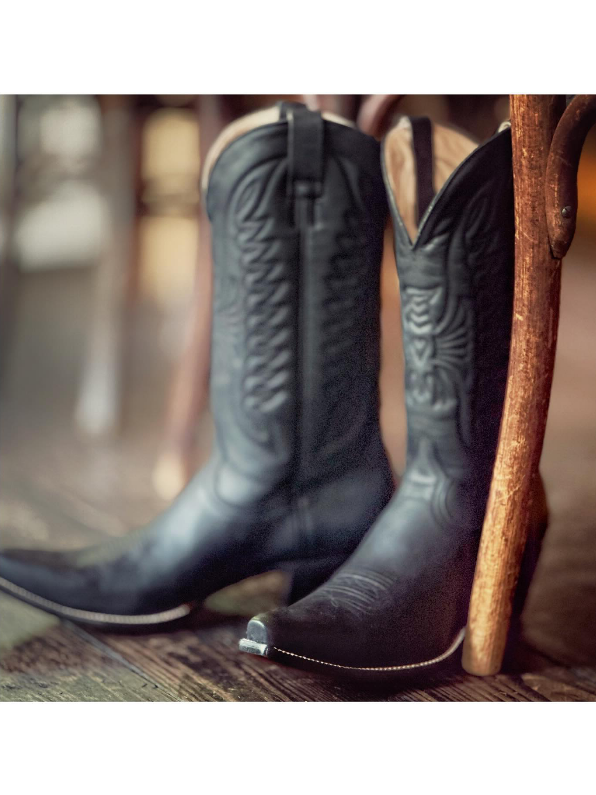 Black Eagle And Heart Embroidery Snip-Toe Wide Mid Calf Tall Cowgirl Boots