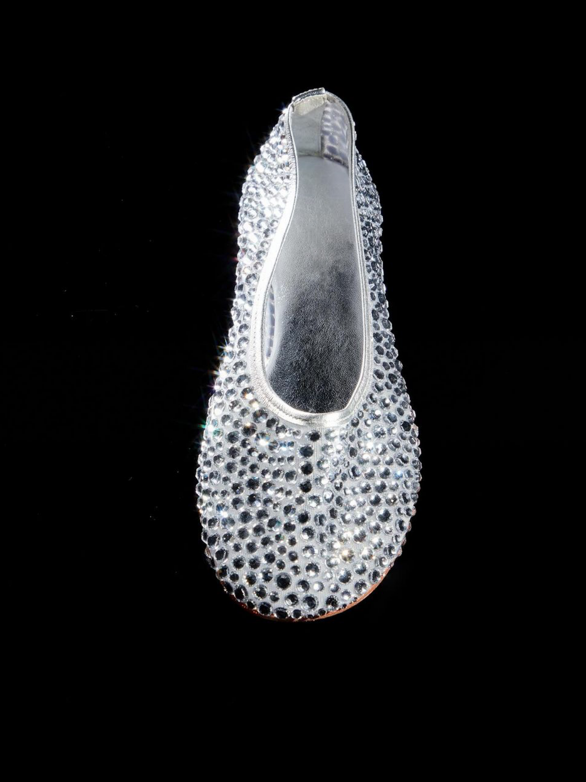 Silver Sparkle Rhinestone Ballerinas Strass Mesh Flats