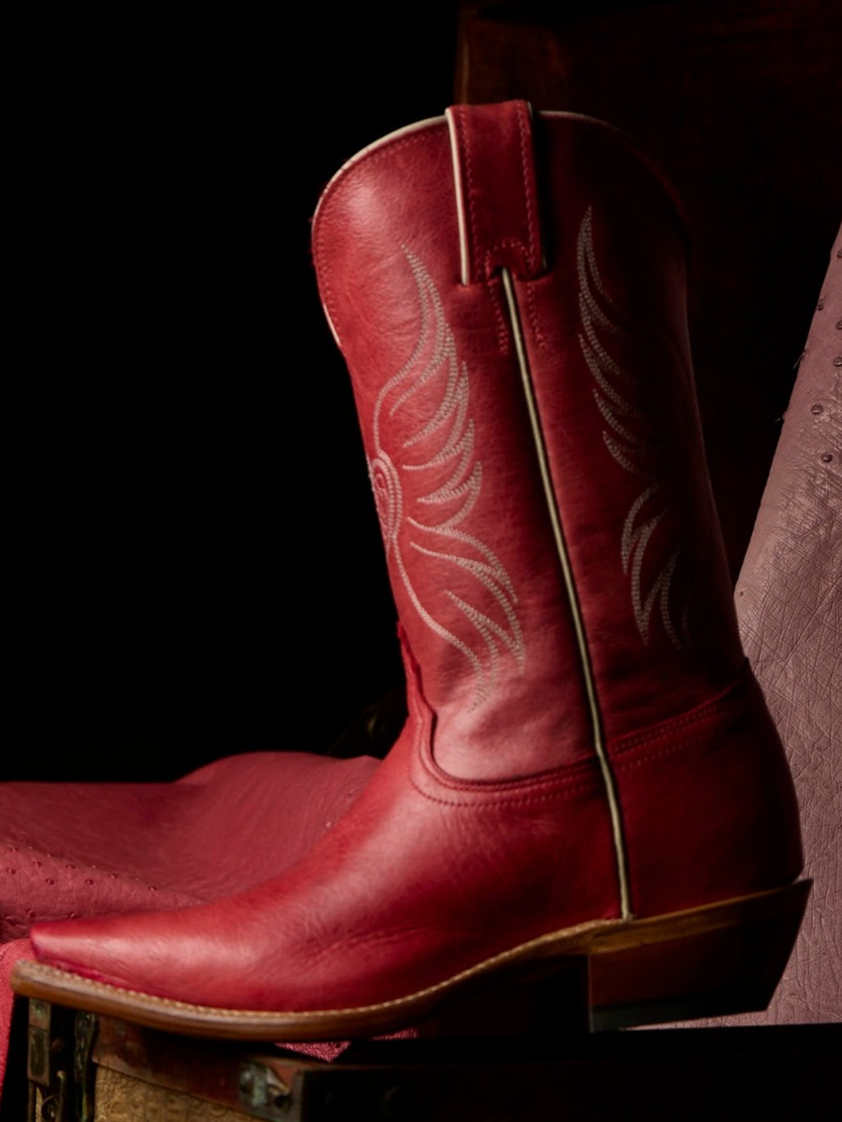 Ruby Red Snip-Toe Heart Embroidery Wide Mid Calf Tall Cowgirl Boots