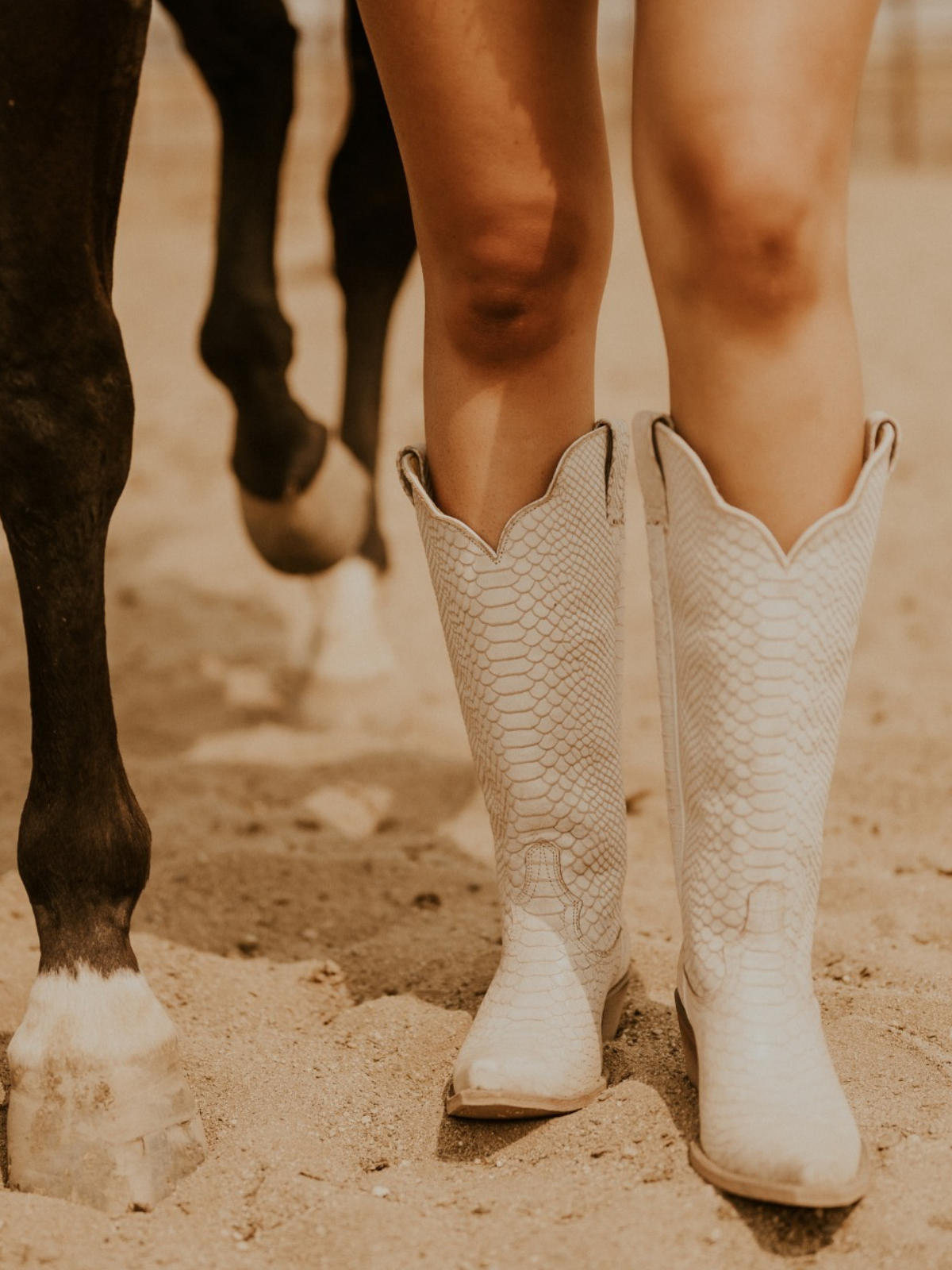 Ivory Snakeskin Snip-Toe Wide Mid Calf Tall Cowgirl Boots