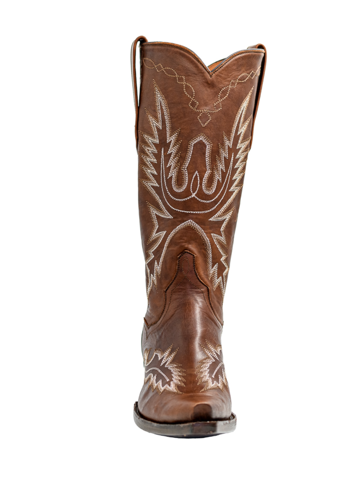 Snip-Toe Classic Embroidery Wide Mid Calf Tall Cowgirl Boots - Brown