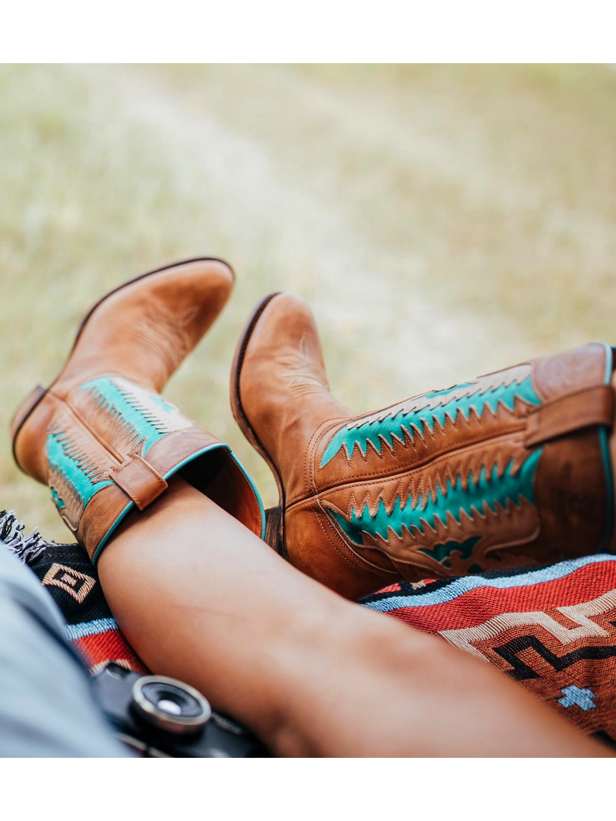 Brown Almond-Toe Wide Mid Calf Cowgirl Boots With Thunderbird Heart Inlay