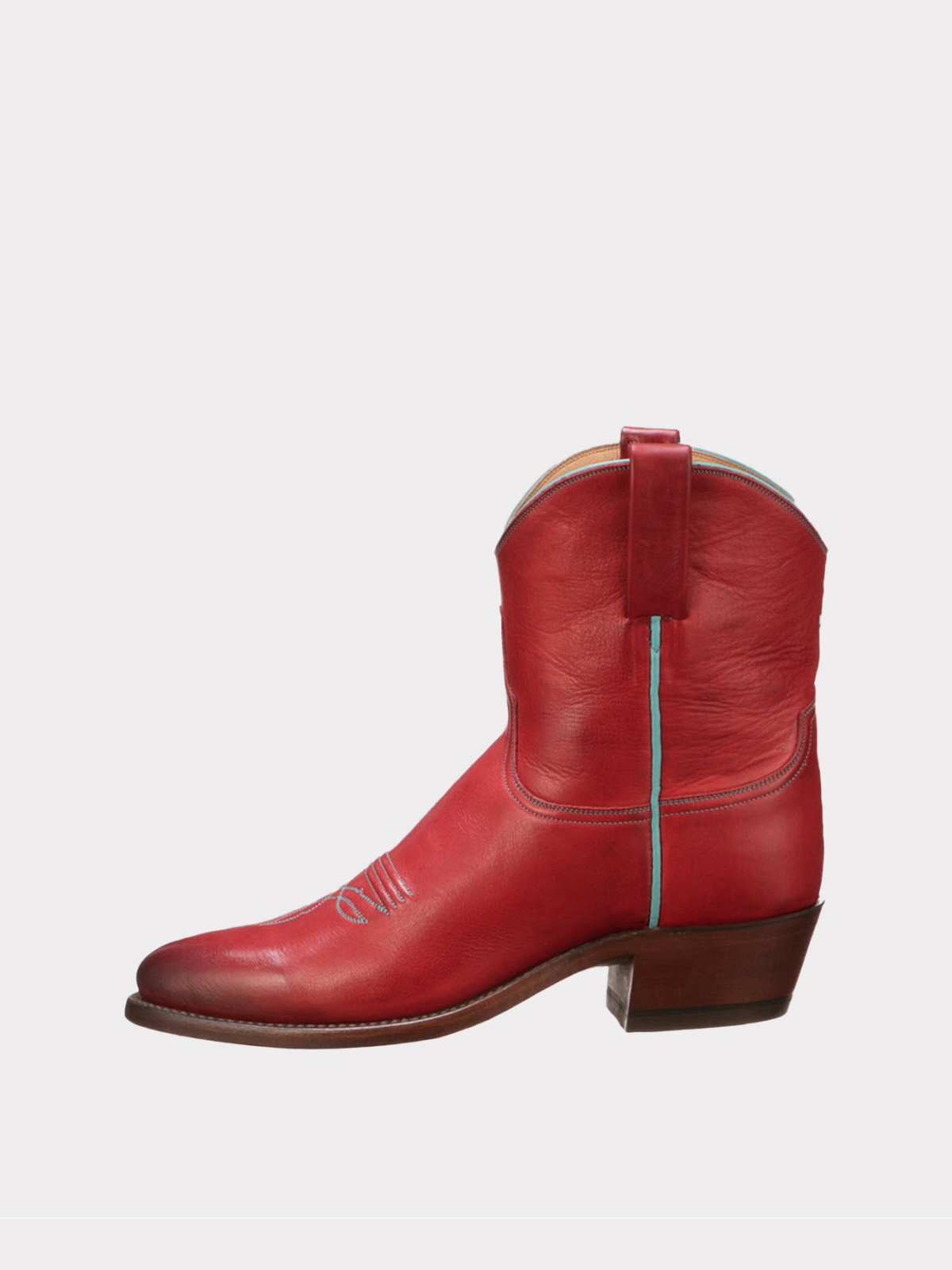 Red Almond-Toe Wide Mid Calf Western Boots For Women