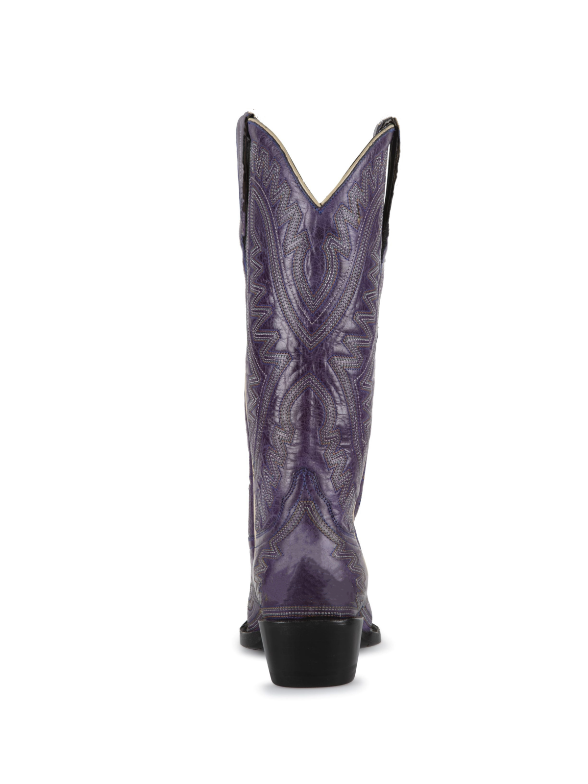 Purple Snip-Toe Embroidery Wide Mid Calf Cowgirl Tall Boots