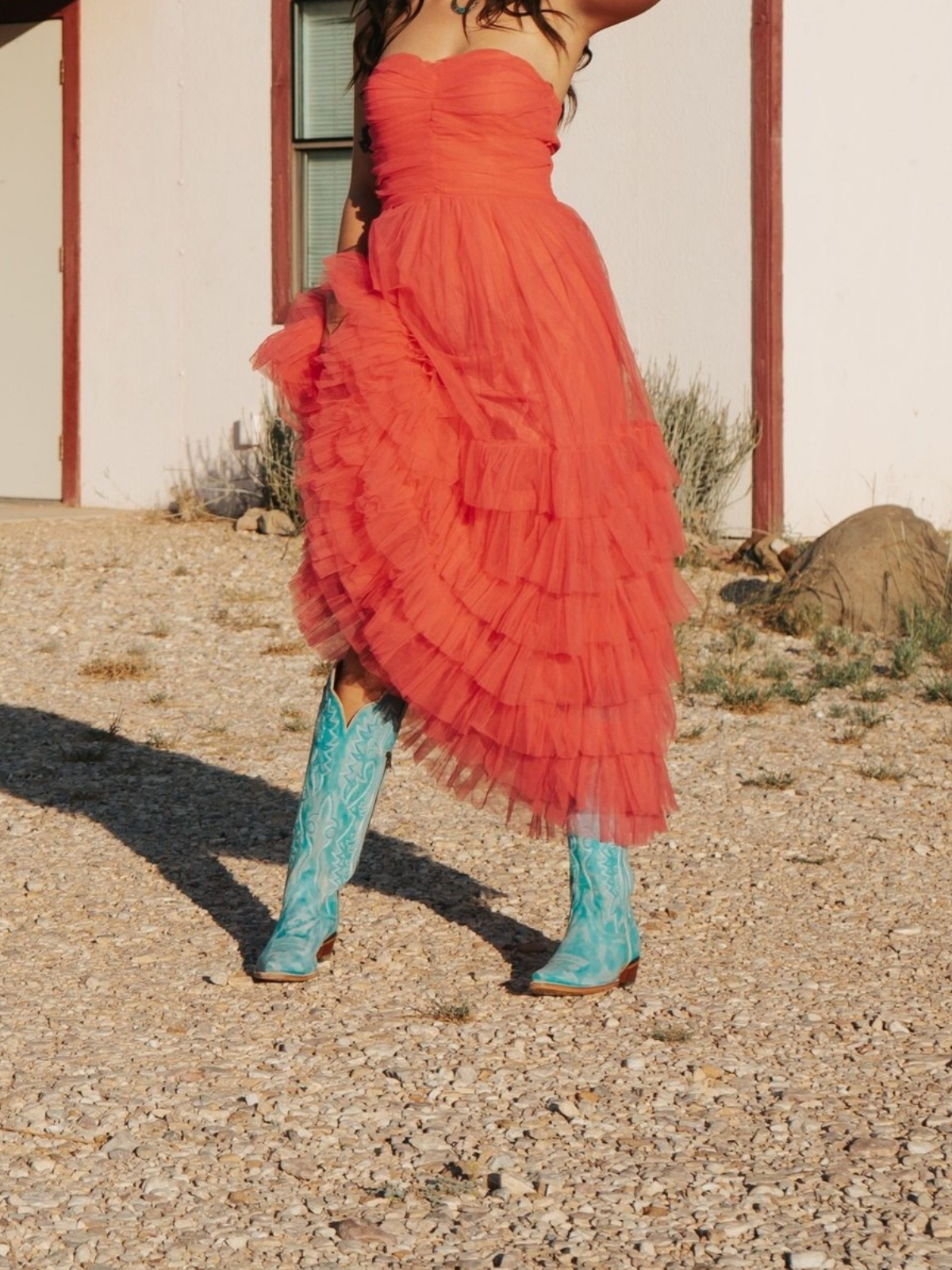 Sky Blue Snip-Toe Embroidery Half-Zip Tall Knee High Cowgirl Boots