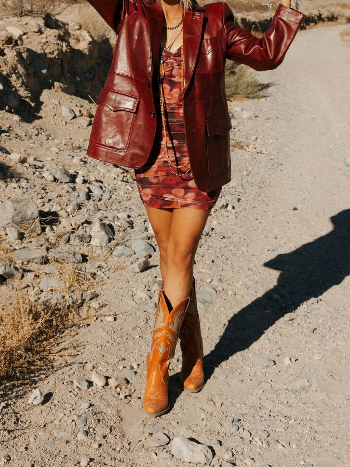 Amber Almond-Toe Shaft Inlay Wide Mid Calf Cowgirl Boots