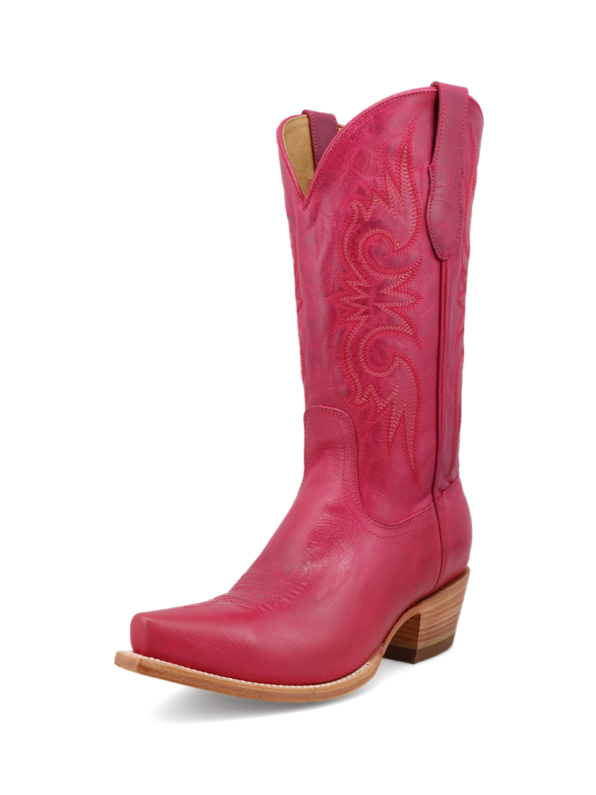 Fuchsia Embroidery Snip-Toe Western Tall Boots Wide Mid Calf Cowgirl Boots