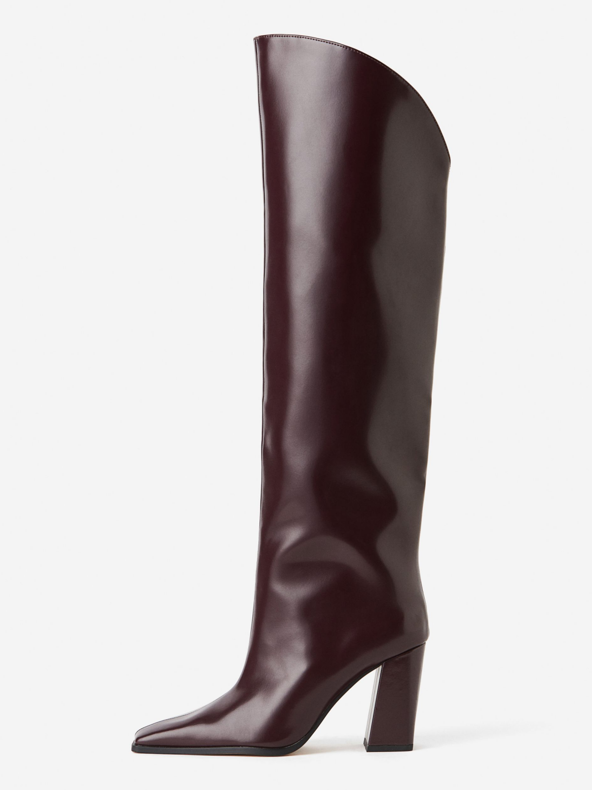 Burgundy Red Square-Toe Wide Mid Calf Tall Boots