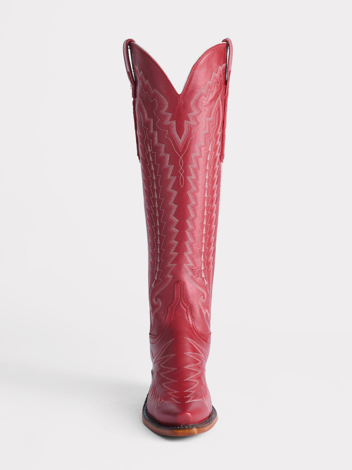 Red Snip-Toe Classic Western Embroidery Wide Calf Knee High Cowgirl Boots
