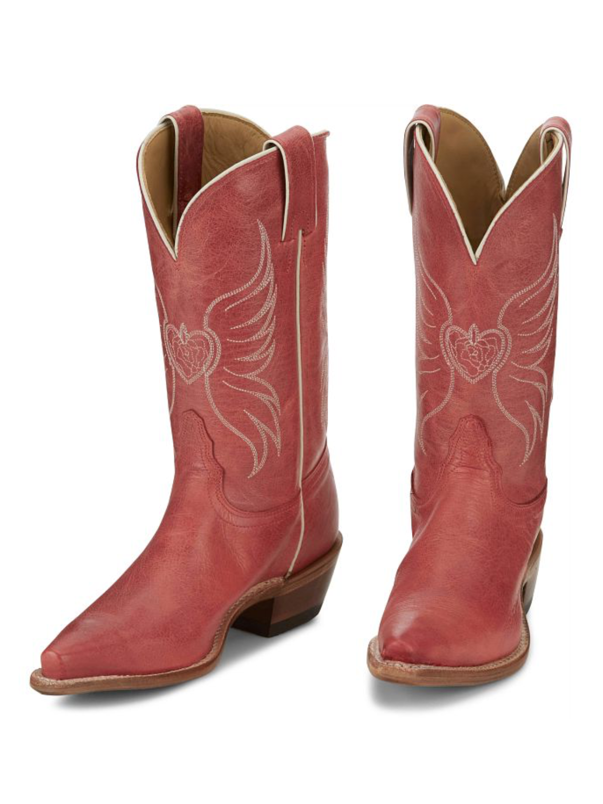 Ruby Red Snip-Toe Heart Embroidery Wide Mid Calf Tall Cowgirl Boots ...