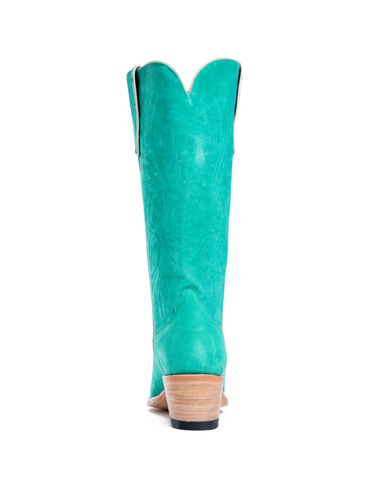 Persian Green Faux Suede Embroidery Snip-Toe Wide Mid Calf Cowgirl Tall Boots