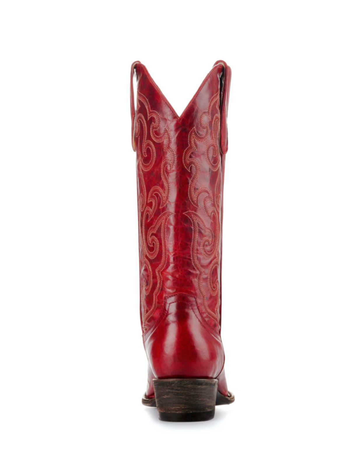 Embroidery Snip-Toe Wide Mid Calf Tall Cowgirl Boots - Red