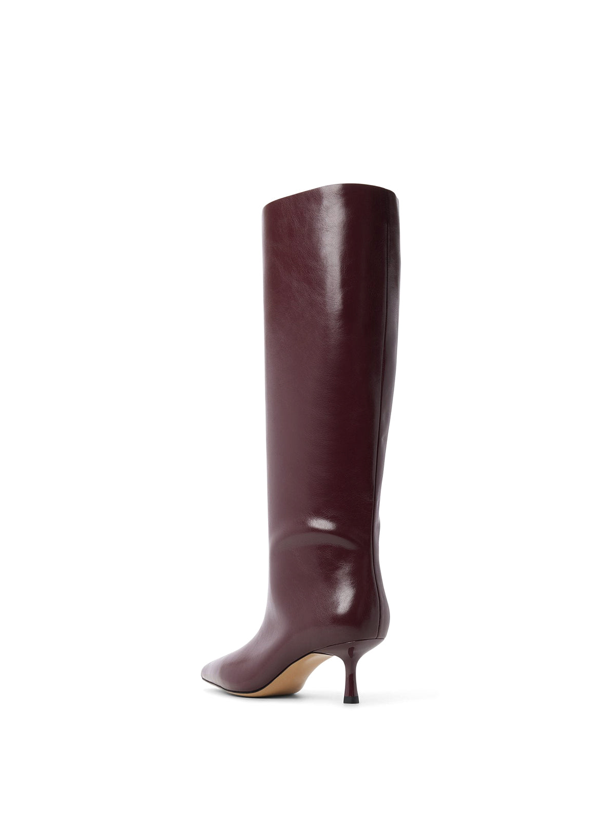 Black Pointed-Toe Sleek Wide Calf Knee High Stiletto Boots