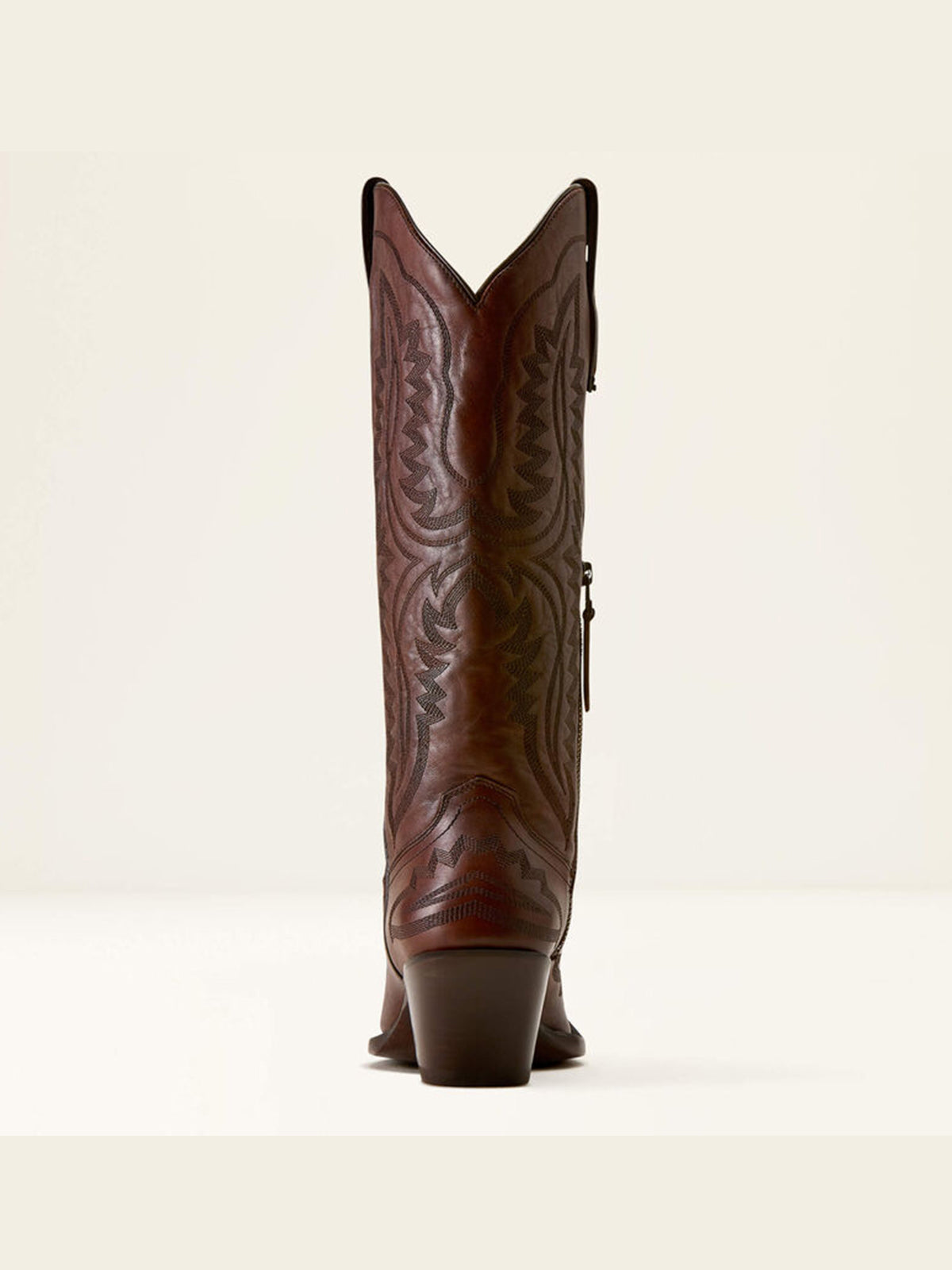 Western Embroidery Tall Snip-Toe Half-Zip Knee High Cowgirl Boots - Vintage Brown